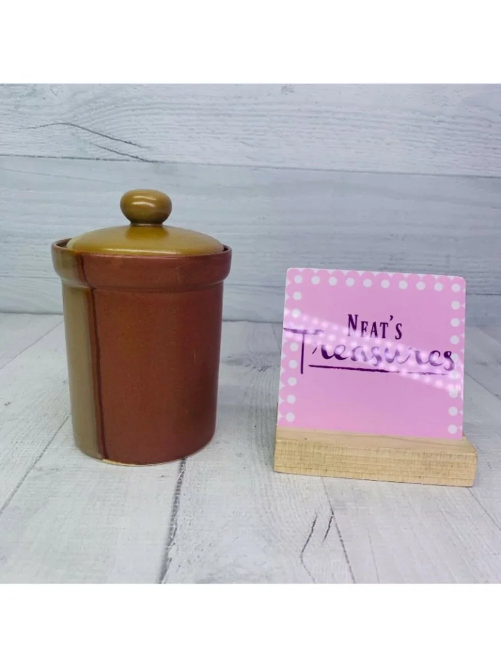 Sango GOLD DUST SIENNA 5039 Beige Tan Color Blocks Tea Lidded Handle Canister
